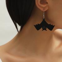 Acrylic Drop Earring, Bat, plated, fashion jewelry & Halloween Jewelry Gift & for woman, black, 15x15 x 2 cm 