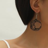 Boucle d'oreille de goutte acrylique, Visage, Placage, bijoux de mode & pour femme, noire, 15x15 x 2 cm, Vendu par paire