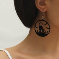 Acrylic Drop Earring, Cat, plated, fashion jewelry & Halloween Jewelry Gift & for woman & hollow, black 