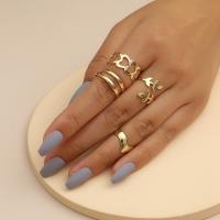 Zinc Alloy Ring Set, finger ring, plated, 4 pieces & fashion jewelry & for woman, golden 