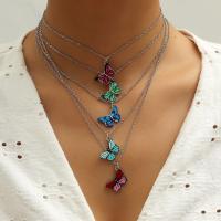 Multi слой ожерелье, цинковый сплав, ожерелье, бабочка, Другое покрытие, 5 шт. & ювелирные изделия моды & Женский, разноцветный продается указан