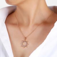 Rhinestone Zinc Alloy Necklace, Sun, plated, fashion jewelry & for woman & with rhinestone & hollow, golden 