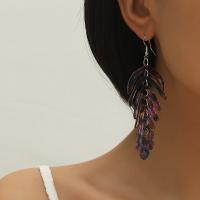 Acrylic Drop Earring, with Resin, Leaf, plated, fashion jewelry & for woman 