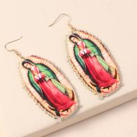 Acrylic Drop Earring, with Resin, Virgin Mary, plated, fashion jewelry & for woman 