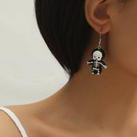 Boucle d'oreille de goutte acrylique, Placage, bijoux de mode & Bijoux d'Halloween & pour femme, noire Vendu par paire