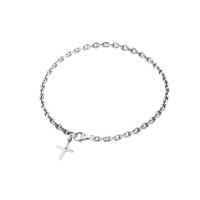 Sterling Silver Bracelets, 925 Sterling Silver, Cross, plated, for woman Approx 7.87 Inch 