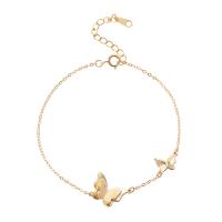 Sterling Silver Bracelets, 925 Sterling Silver, with 1.57 inch extender chain, Butterfly, gold color plated, for woman  Approx 6.49 Inch 