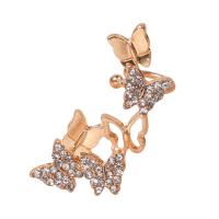 Zinc Alloy Rhinestone Stud Earring, Butterfly, plated, for woman & with rhinestone, golden 
