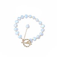 Perlen Armbänder, Natürliche kultivierte Süßwasserperlen, Modeschmuck, weiß, 18cm+4cmX0.8cm, verkauft von Strang