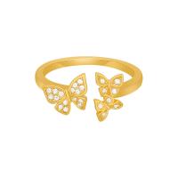 Rhinestone Zinc Alloy Finger Ring, fashion jewelry & with rhinestone, gold, Inner Approx 17mm 