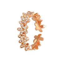 Rhinestone Zinc Alloy Finger Ring, fashion jewelry & with rhinestone, rose gold color, Inner Approx 16mm 