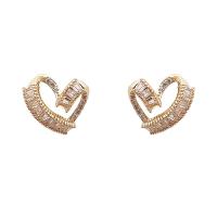Zinc alliage strass Stud Earring, alliage de zinc, Placage, bijoux de mode & avec strass, doré Vendu par paire