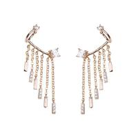 Zinc Alloy Rhinestone Drop Earring, with 925 Sterling Silver, plated, fashion jewelry & with rhinestone, golden 