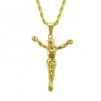 Zinc Alloy Necklace, Crucifix, plated, fashion jewelry, golden 