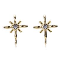 Brass Earring Drop Component, gold color plated, durable & DIY & micro pave cubic zirconia 