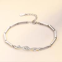 Sterling Silver Bracelets, 925 Sterling Silver, Donut, plated, fashion jewelry & for woman, silver color, 190mm 