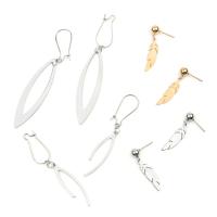 Stainless Steel Drop Earring, Feather, plated, fashion jewelry & for woman 80mmuff0c65mmuff0c32mm 