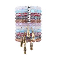 Glass Jewelry Beads Bracelets, with Brass, Round, plated, fashion jewelry & for woman 8mm 