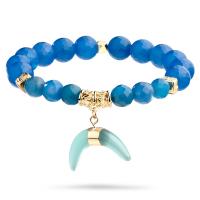 Gemstone Bracelets, Natural Stone, Round, stoving varnish, fashion jewelry & Unisex & faceted, blue, 190*10*8*25mm 