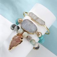 Druzy Bracelet , Natural Stone, Donut, polished, 4 pieces & fashion jewelry & for woman, mixed colors, 180mm 