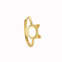 Латунная основа-гнездо для кольца, Латунь, Кошка, плакирован золотом, Регулируемый & DIY продается PC