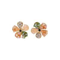 Zinc alliage strass Stud Earring, alliage de zinc, fleur, bijoux de mode & pour femme & avec strass, 18mm, Vendu par paire