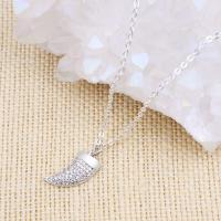 Rhinestone Brass Necklace, with Rhinestone, Wolf Tooth, plated, fashion jewelry & for woman & with rhinestone 18*10*380+70mm 