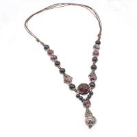 Porzellan Halskette, mit Wachsschnur, Modeschmuck & abklappbar, keine, 25*19*19-10*9*9mm, verkauft von Strang[