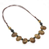 Porzellan Halskette, mit Wachsschnur, Modeschmuck & abklappbar, keine, 12*13*13-6*8*8mm, verkauft von Strang[