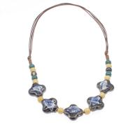 Porzellan Halskette, mit Wachsschnur, unterschiedliche Farbe und Muster für die Wahl & Modeschmuck, keine, 15*21*10-4*5*5mm, verkauft von Strang[