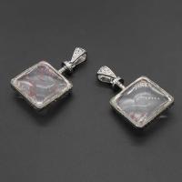 Glass Pendants, Rectangle, DIY, clear, 37*25*12mm Approx 5mm 