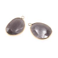 Cats Eye Pendants, Ellipse, plated, DIY & faceted 27*18*1mm 
