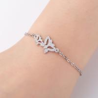 Stainless Steel Charm Bracelet, Butterfly, plated, fashion jewelry & for woman 