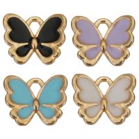 Zinc Alloy Enamel Pendants, Butterfly, gold color plated Approx 1.5mm 
