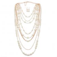 Multi слой ожерелье, пластик, с Пластиковая жемчужина, ювелирные изделия моды & многослойный & Женский, 540mm, длина:21.25 дюймовый, продается Strand