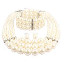 Jewelry Gift Sets, ABS Plastic, bracelet & earring & necklace, with Plastic Pearl, fashion jewelry & for woman 540mm .25 Inch 