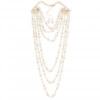 Jewelry Gift Sets, Plastic Pearl, earring & necklace, fashion jewelry & multilayer & for woman, 540mm .25 Inch 