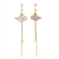 Brass Drop Earring, fashion jewelry & for woman & with rhinestone 