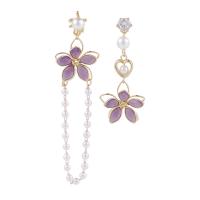 Asymmetric Earrings, Zinc Alloy, with Plastic Pearl, fashion jewelry & for woman 