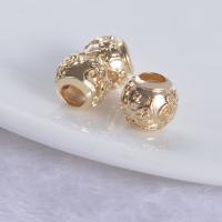 Perles grand trou en laiton, Placage de couleur d'or, DIY Environ 4mm, 10/sac, Vendu par sac