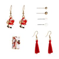 Christmas Earrings, Zinc Alloy, gold color plated, Christmas Design & for woman & enamel, red 