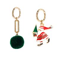 Christmas Earrings, Zinc Alloy, gold color plated, Christmas Design & for woman & enamel, red 