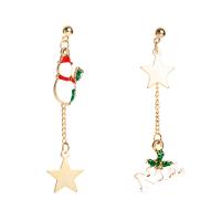 Christmas Earrings, Zinc Alloy, gold color plated, Christmas Design & for woman & enamel, multi-colored 