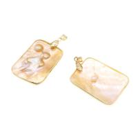 Natural Freshwater Shell Pendants, Pearl Shell, Rectangle, plated, DIY, golden, 48*30*2mm Approx 2mm 