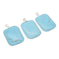 Natural Turquoise Pendants, Rectangle, plated, DIY, blue, 41*28*4mm Approx 3mm 