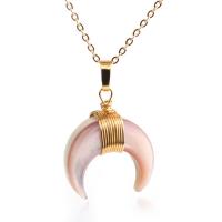 Shell Necklace, Brass, Moon, plated, fashion jewelry & Unisex 380+65*15mm 