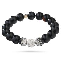 Gemstone Bracelets, Quartz, with Obsidian & Rose Quartz, Round, polished, fashion jewelry & Unisex 180*10mm 