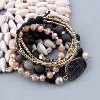 Gemstone Bracelets, Natural Stone, with Agate & Quartz, Round, polished, 4 pieces & fashion jewelry & for woman, mixed colors, 180*8*3mm 