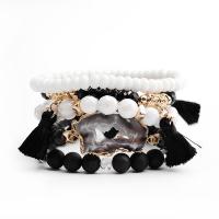 Gemstone Bracelets, Natural Stone, with Agate & Quartz, polished, 5 pieces & fashion jewelry & for woman, mixed colors, 180*8*6mm 