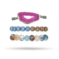 Gemstone Bracelets, Smoky Quartz, with Natural Stone, Round, polished, three pieces & fashion jewelry & for woman, mixed colors, 180*8*8mm 